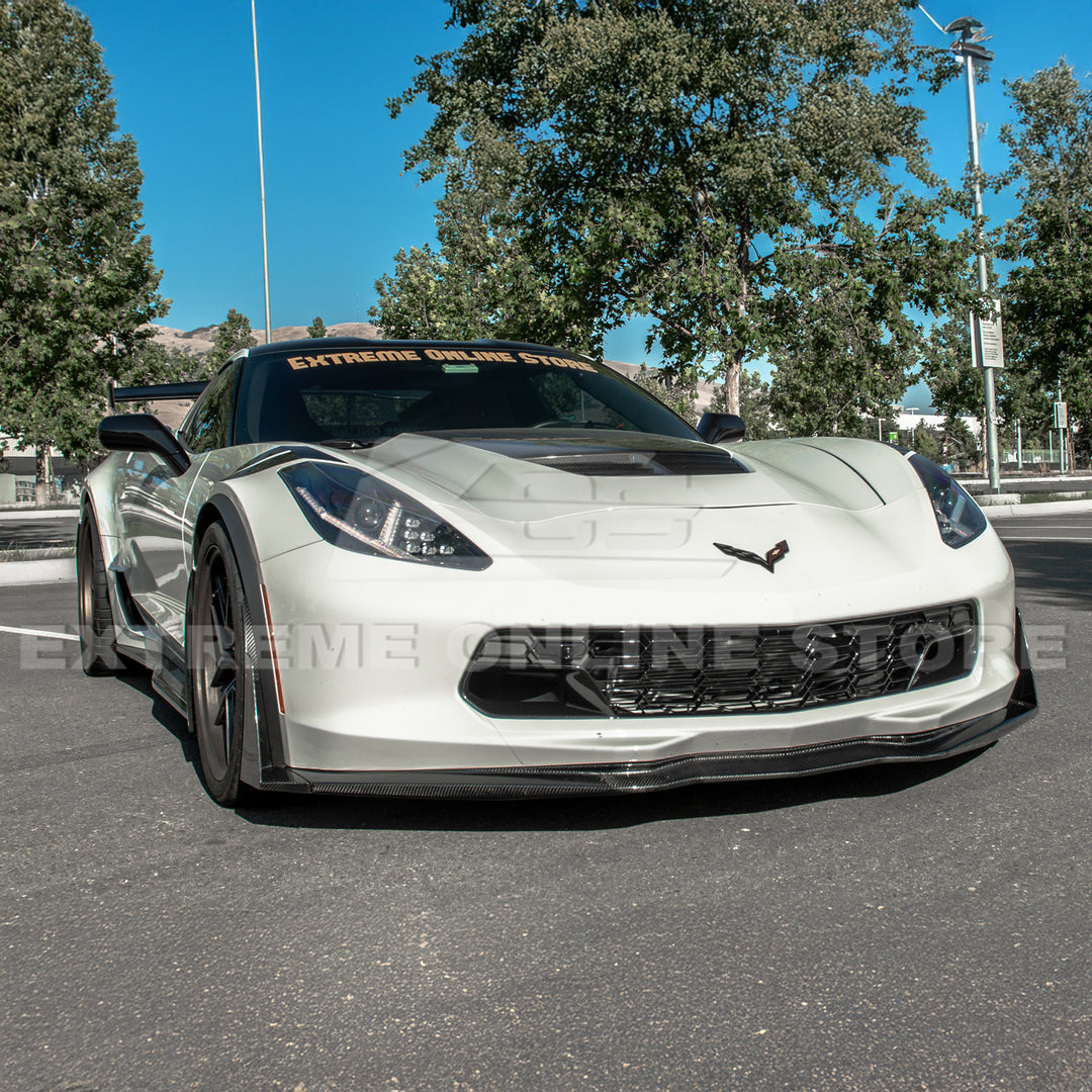 Corvette C7 Stage 3 DRY CARBON FIBER Front Splitter Wickerbill Extension Winglets