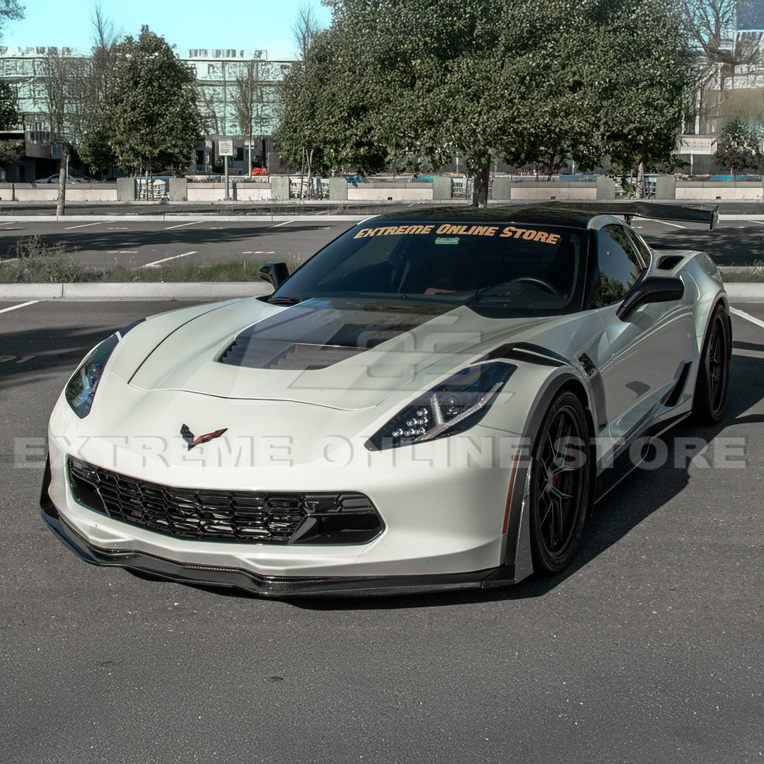 Corvette C7 Stage 3 DRY CARBON FIBER Front Splitter Wickerbill Extension Winglets
