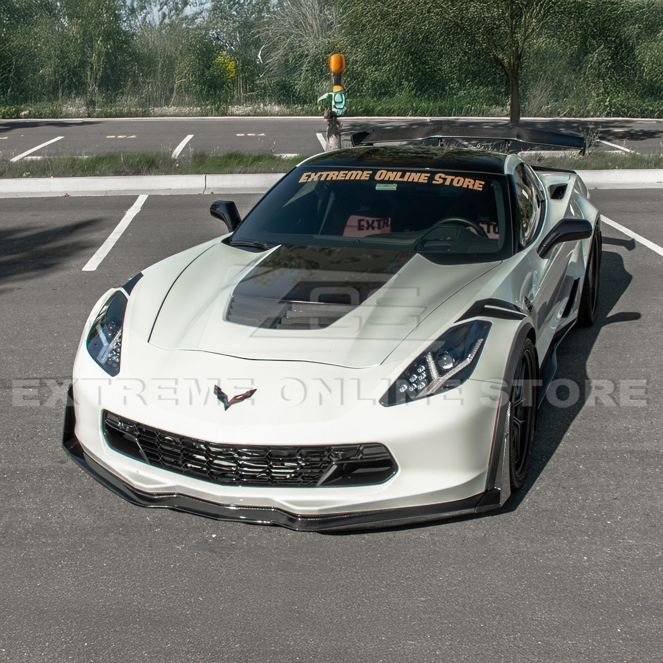 Corvette C7 Stage 3 Style Front Splitter Lip With Side Winglets