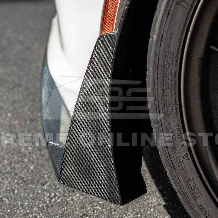 Corvette C7 Stage 3 DRY CARBON FIBER Front Splitter Wickerbill Extension Winglets