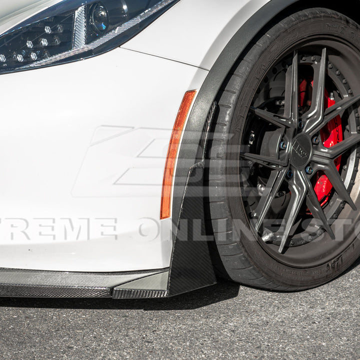 Corvette C7 Stage 3 DRY CARBON FIBER Front Splitter Wickerbill Extension Winglets