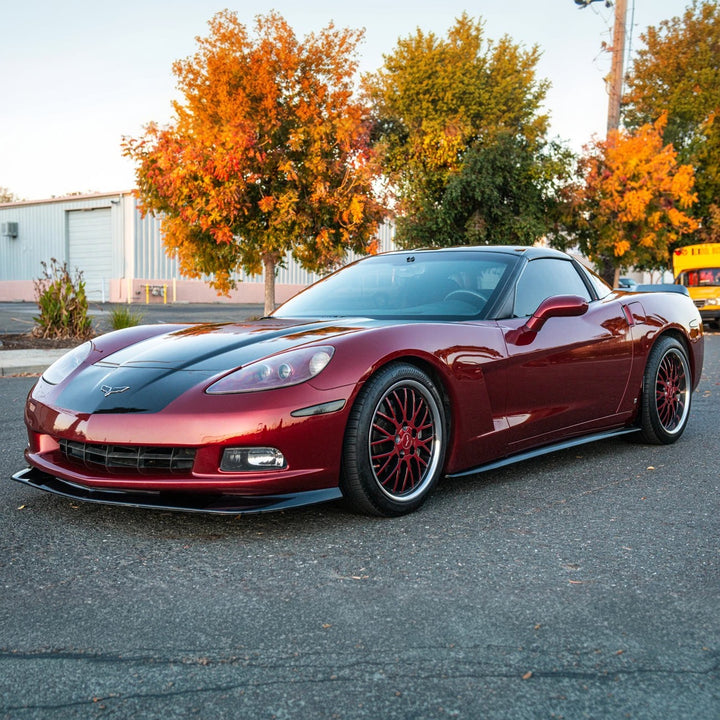 Corvette C6 Base Model Extended Front Splitter Lip &amp; Side Skirts Rocker Panels