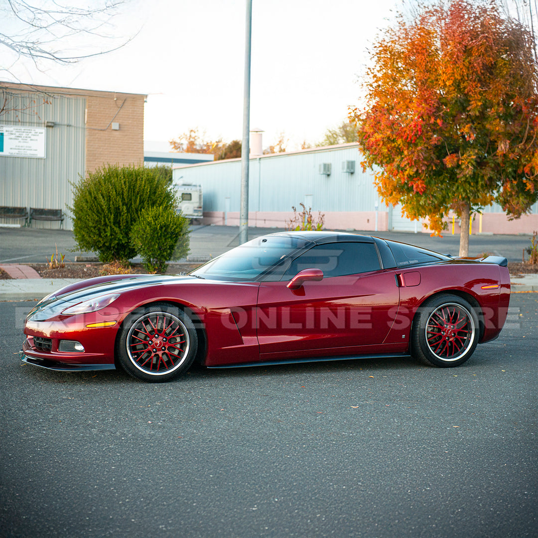 Corvette C6 Base Model Extended Front Splitter Lip &amp; Side Skirts Rocker Panels