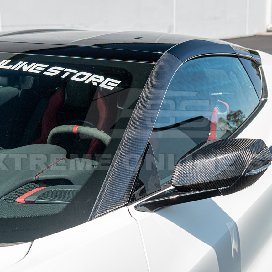 Chevrolet Corvette C8 DRY CARBON FIBER Side Window A-Pillar Cover