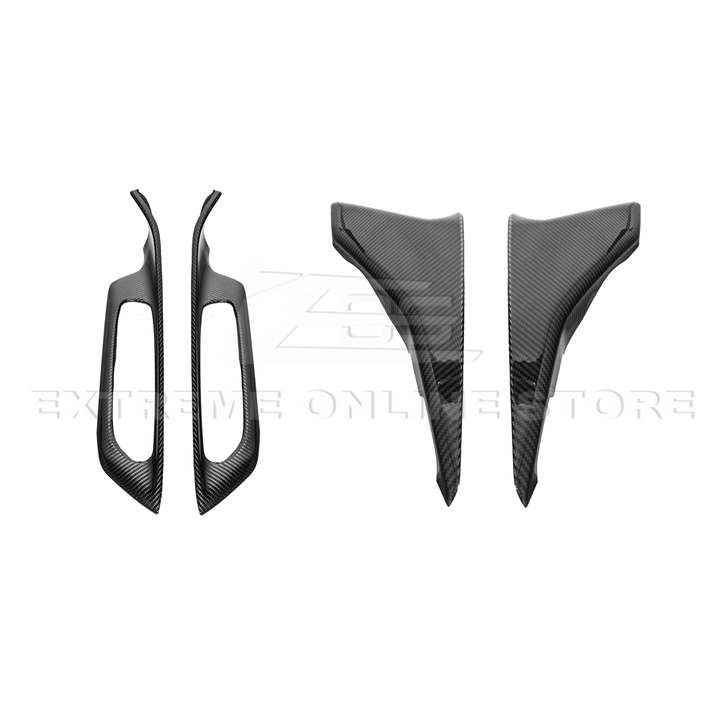 Corvette C8 DRY CARBON FIBER Window Switch Trim &amp; Pillar Panel Cover