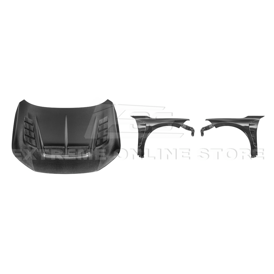 2022-Up Honda Civic | JDM Varis Style CARBON FIBER Front Vented Hood w/ Fender