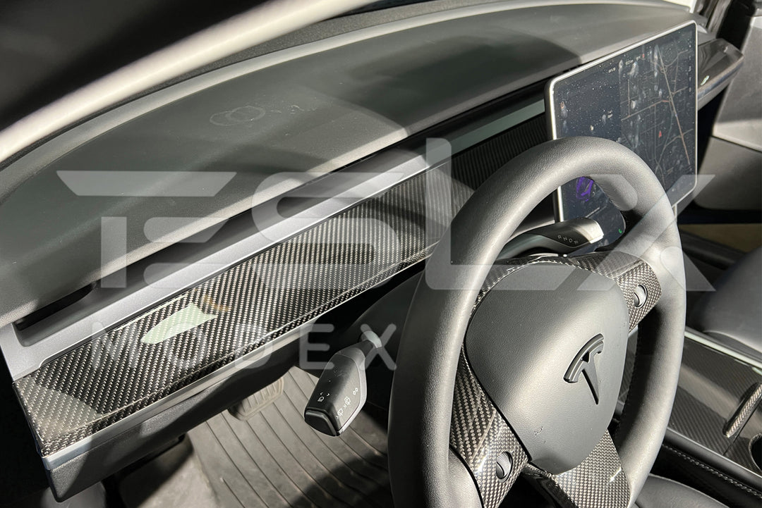 2017-Up Tesla Model 3 &amp; 20-24 Y Carbon Fiber Interior Instrument Trim