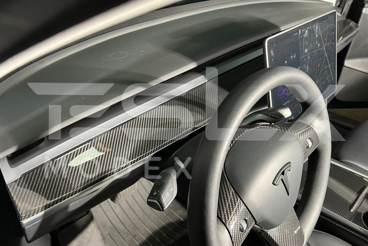 2017-Up Tesla Model 3 &amp; 20-24 Y Carbon Fiber Interior Instrument Trim