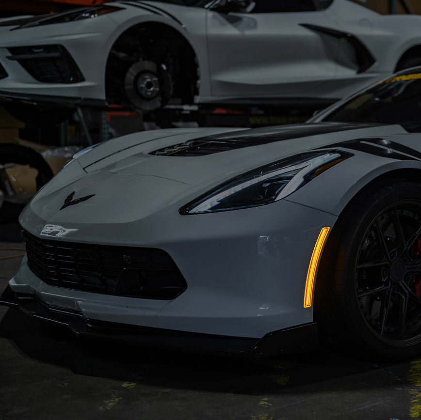 Corvette C7 Factory Style Front LED Clear Lens Amber Side Marker Lights
