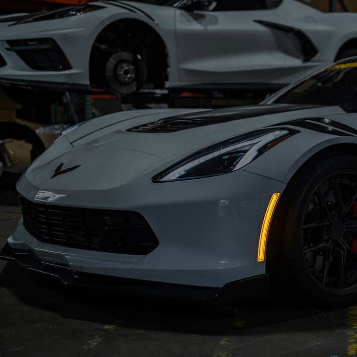 Corvette C7 Factory Style Front LED Clear Lens Amber Side Marker Lights