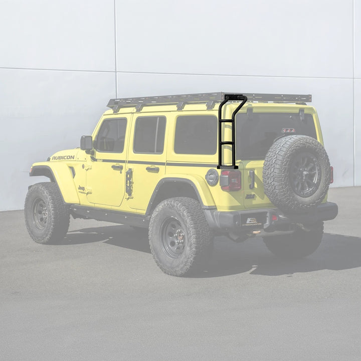 2018-Up Jeep Wrangler | Carbon Steel Black Half-Length Roof Cargo Rack Ladder