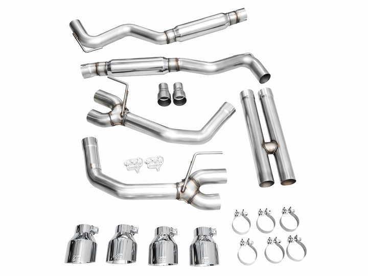 AWE Track Edition Exhaust for S650 Ford Mustang Dark Horse - Quad Chrome Silver Tips