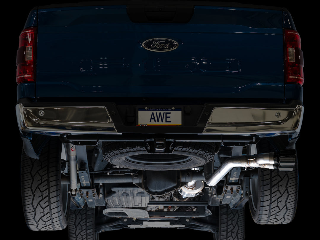 AWE 0FG Dual Side Exit Exhaust for Ford F-150 Regular Cab - 4.5" Diamond Black Tips