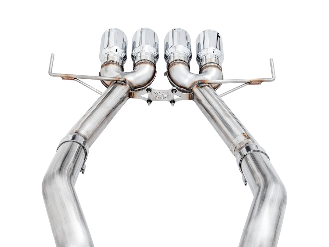 AWE Track Edition Axleback Exhaust for C7 Corvette Stingray / Z51 / Grand Sport / Z06 / ZR1 -- Chrome Silver Tips (includes AWE AFM valve simulators)