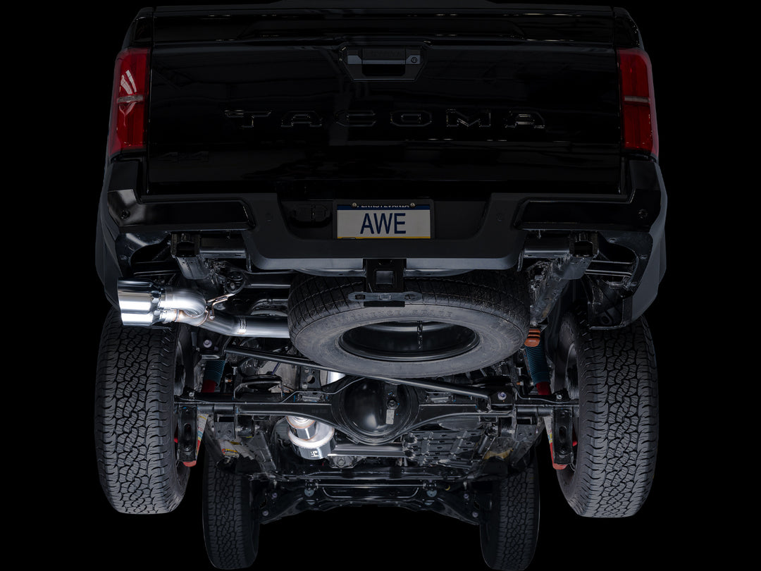 AWE 0FG Exhaust for 4th Gen Toyota Tacoma - Dual Chrome Silver Tips