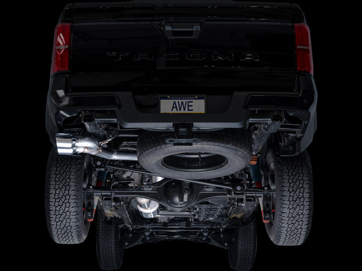 AWE 0FG Exhaust for 4th Gen Toyota Tacoma - Dual Chrome Silver Tips