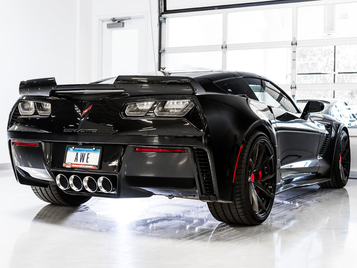 AWE Track Edition Axleback Exhaust for C7 Corvette Stingray / Z51 / Grand Sport / Z06 / ZR1 -- Chrome Silver Tips (includes AWE AFM valve simulators)