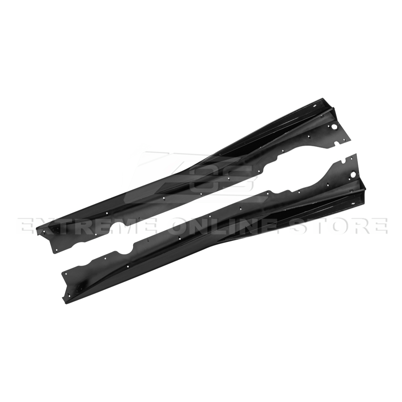 Close-up image of 2020-Up Corvette C8 5VM Style 2PCS Carbon Fiber Side Skirts Rocker Panel – enhances aerodynamics and gives the C8 a sleek, aggressive look.