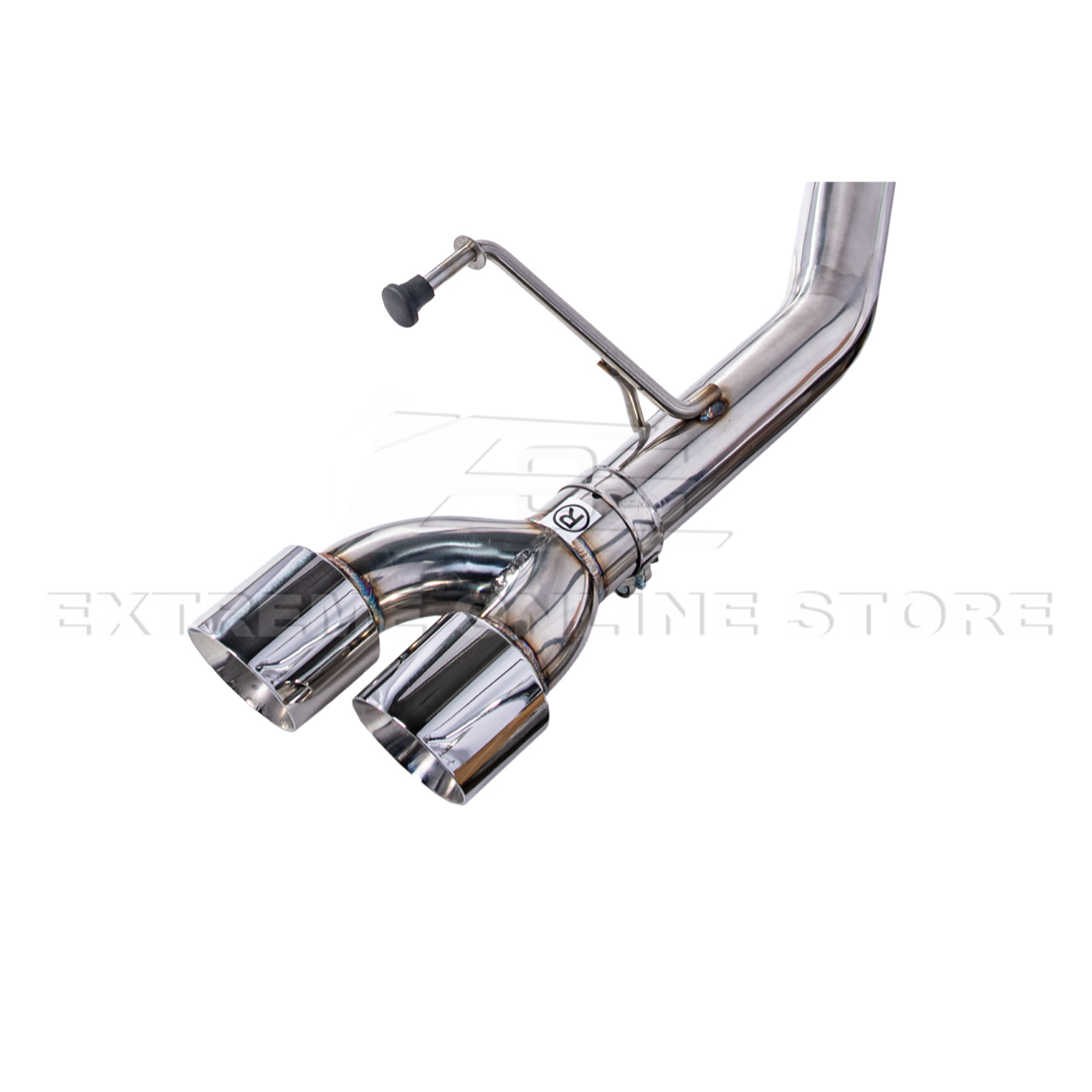 2024 Ford Mustang GT muffler delete axle-back exhaust system with quad burnt tips installed on rear bumper