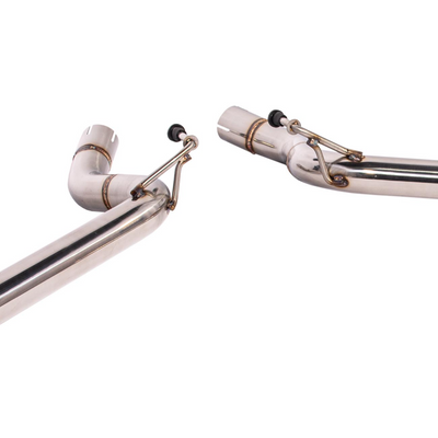 2024 Ford Mustang GT muffler delete axle-back exhaust system with quad burnt tips installed on rear bumper