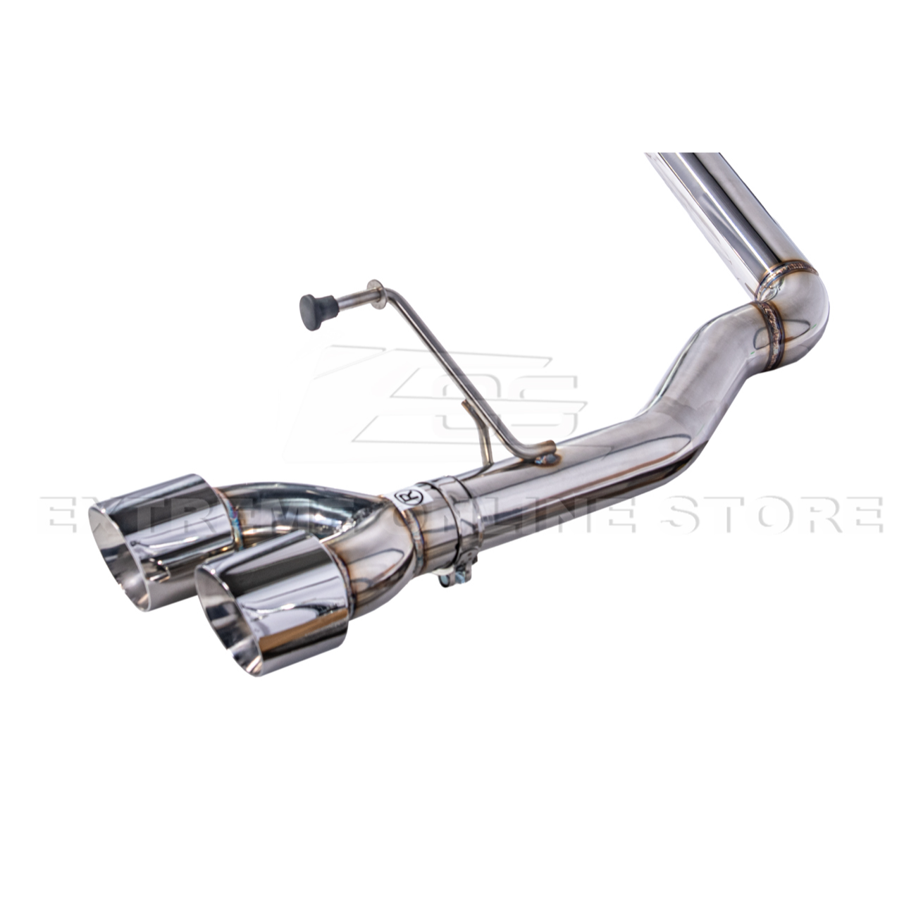 2024 Ford Mustang GT muffler delete axle-back exhaust system with quad burnt tips installed on rear bumper