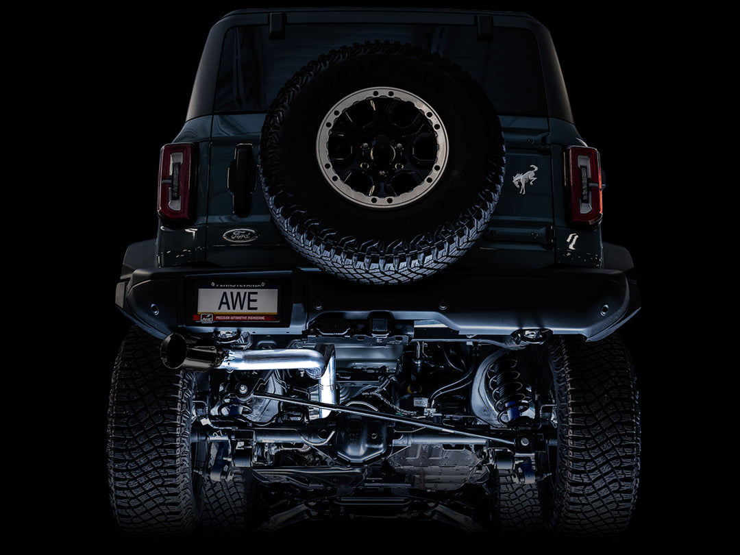 AWE 0FG Catback Exhaust for Ford Bronco with BashGuard™ - Single 5" Diamond Black Tip
