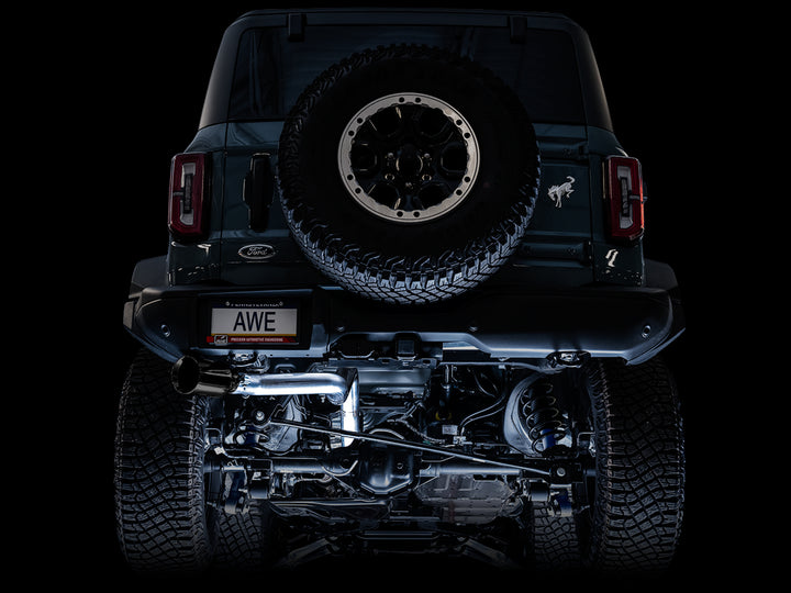 AWE 0FG Catback Exhaust for Ford Bronco with BashGuard™ - Single 5" Diamond Black Tip