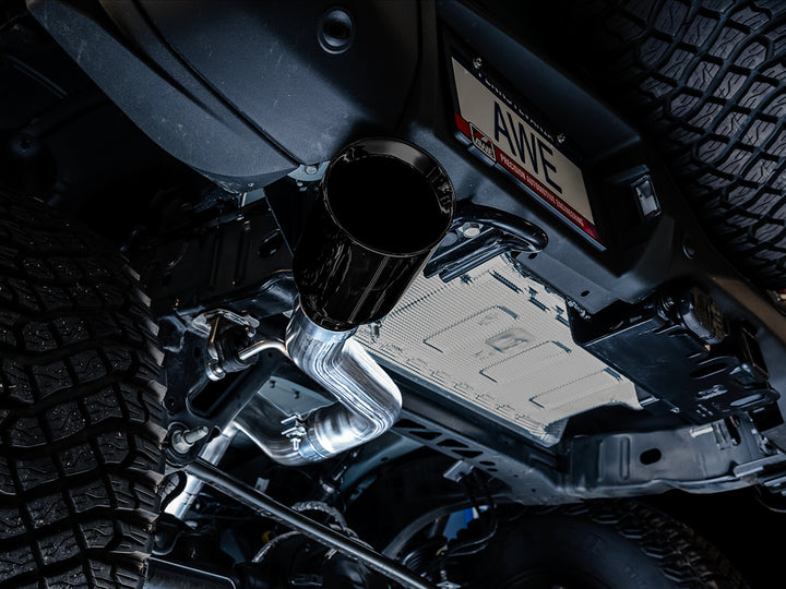 AWE 0FG Catback Exhaust for Ford Bronco with BashGuard™ - Single 5" Diamond Black Tip