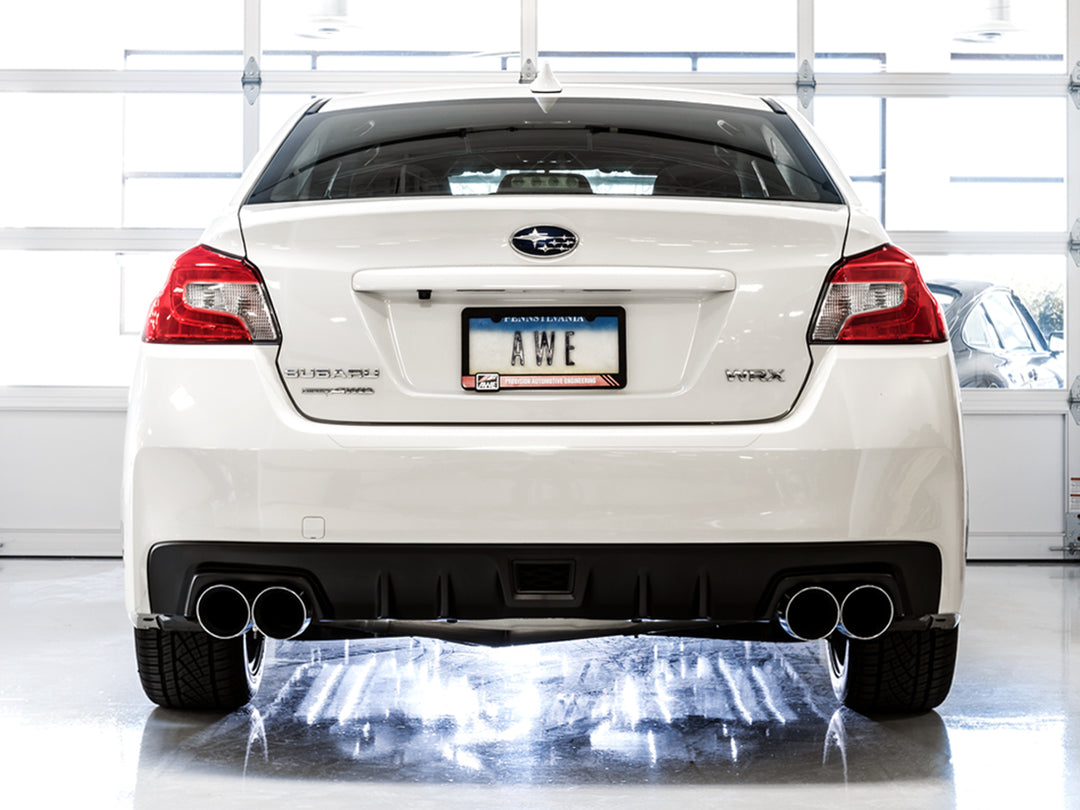 AWE Track Edition Exhaust for VA / GV WRX / STI Sedan - Chrome Silver Quad Tips (102mm)