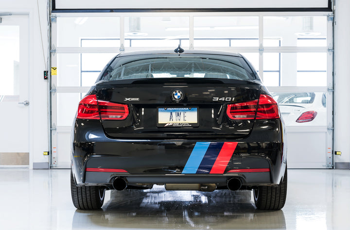 AWE Touring Edition Axle Back Exhaust for BMW F3X 340i / 440i - Diamond Black Tips (102mm)