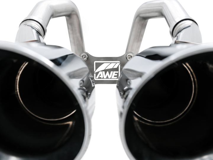 AWE Track Edition Axleback Exhaust for C7 Corvette Stingray / Z51 / Grand Sport / Z06 / ZR1 -- Chrome Silver Tips (includes AWE AFM valve simulators)