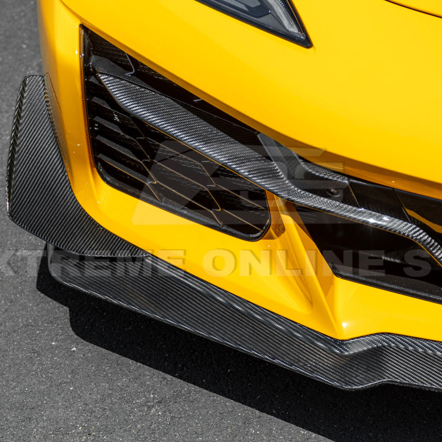 2023-Up Corvette C8 Z06 Z07 DRY CARBON FIBER Extended Package Front Lip &amp; Canards