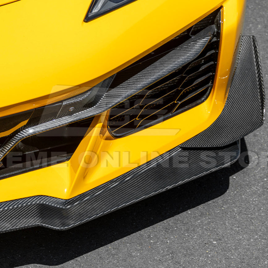2023-Up Corvette C8 Z06 Z07 DRY CARBON FIBER Extended Package Front Lip &amp; Canards