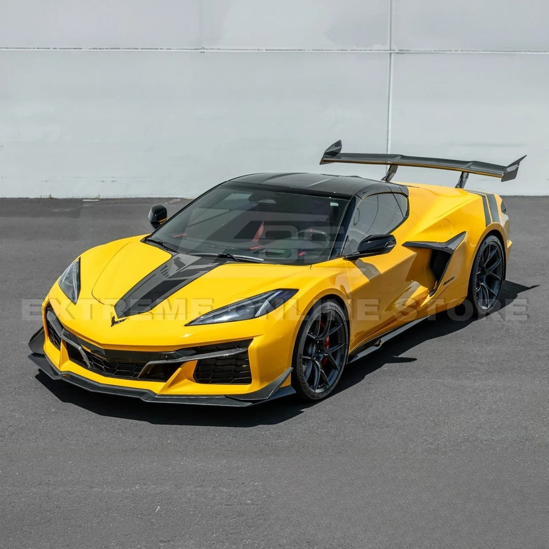 2023-Up Corvette C8 Z06 Z07 DRY CARBON FIBER Extended Package Front Lip &amp; Canards