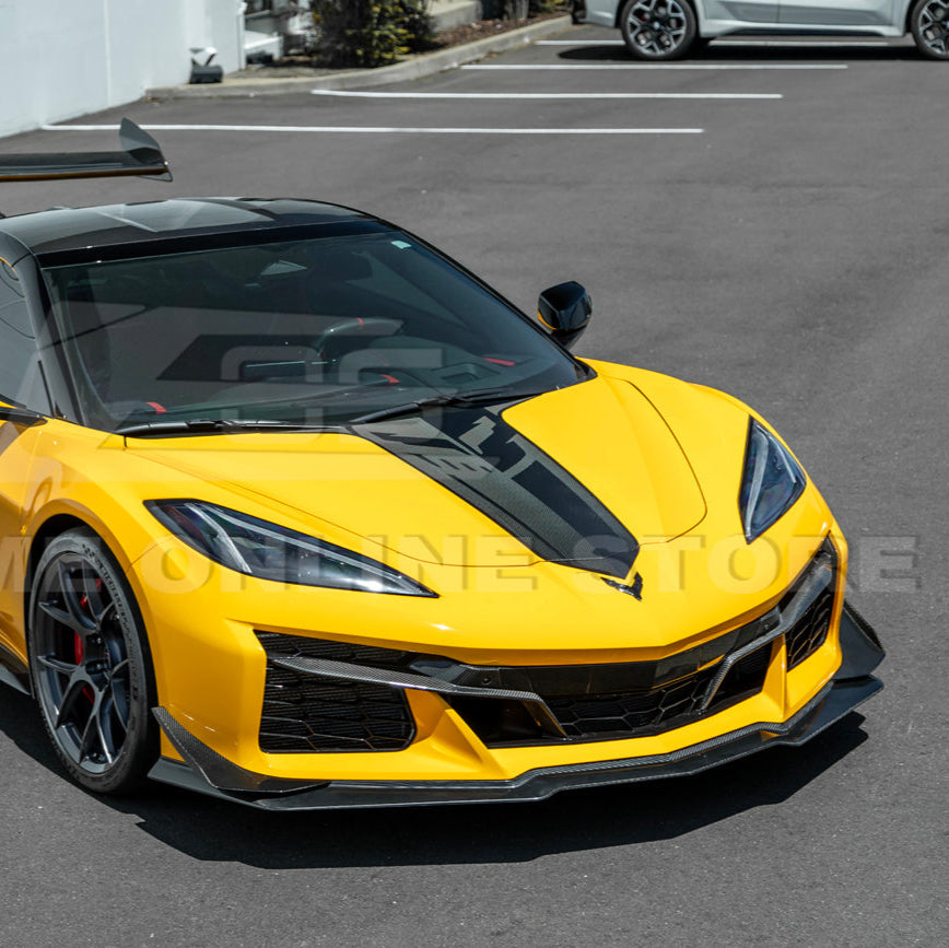 2023-Up Corvette C8 Z06 Z07 DRY CARBON FIBER Extended Package Front Lip &amp; Canards