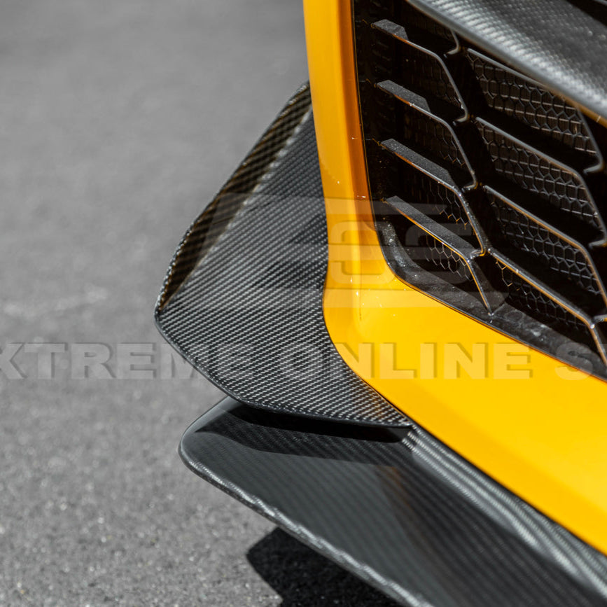 2023-Up Corvette C8 Z06 Z07 DRY CARBON FIBER Extended Package Front Lip &amp; Canards