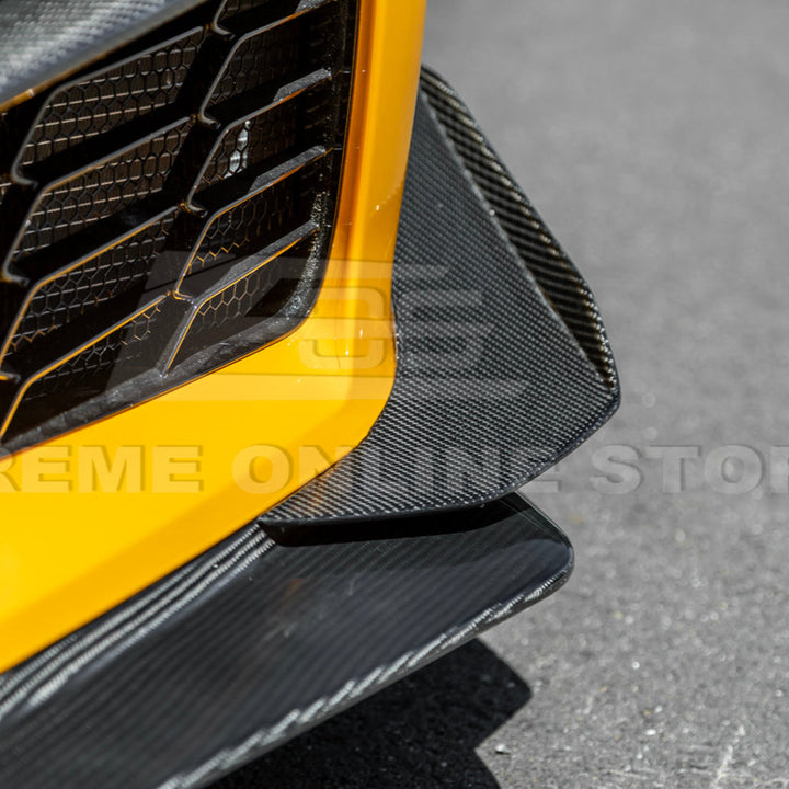 2023-Up Corvette C8 Z06 Z07 DRY CARBON FIBER Extended Package Front Lip &amp; Canards