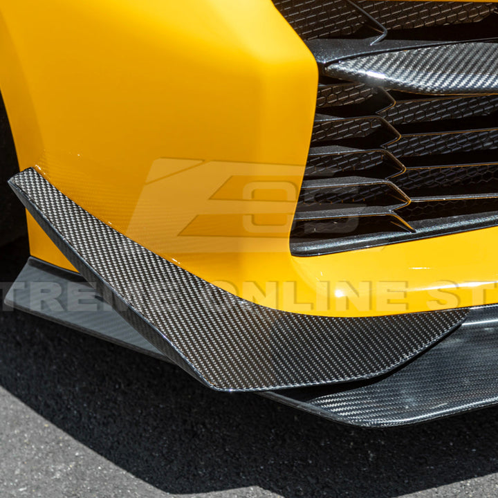 2023-Up Corvette C8 Z06 Z07 DRY CARBON FIBER Extended Package Front Lip &amp; Canards