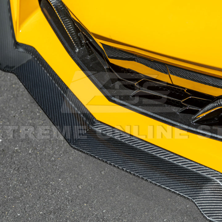 2023-Up Corvette C8 Z06 Z07 DRY CARBON FIBER Extended Package Front Lip &amp; Canards