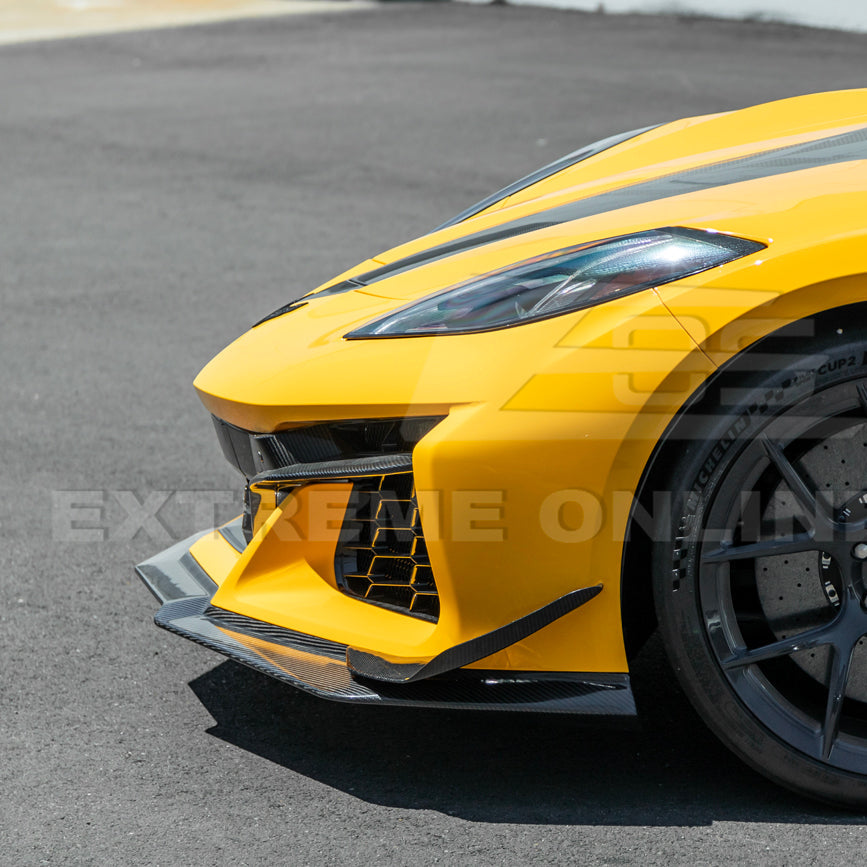 2023-Up Corvette C8 Z06 Z07 DRY CARBON FIBER Extended Package Front Lip &amp; Canards