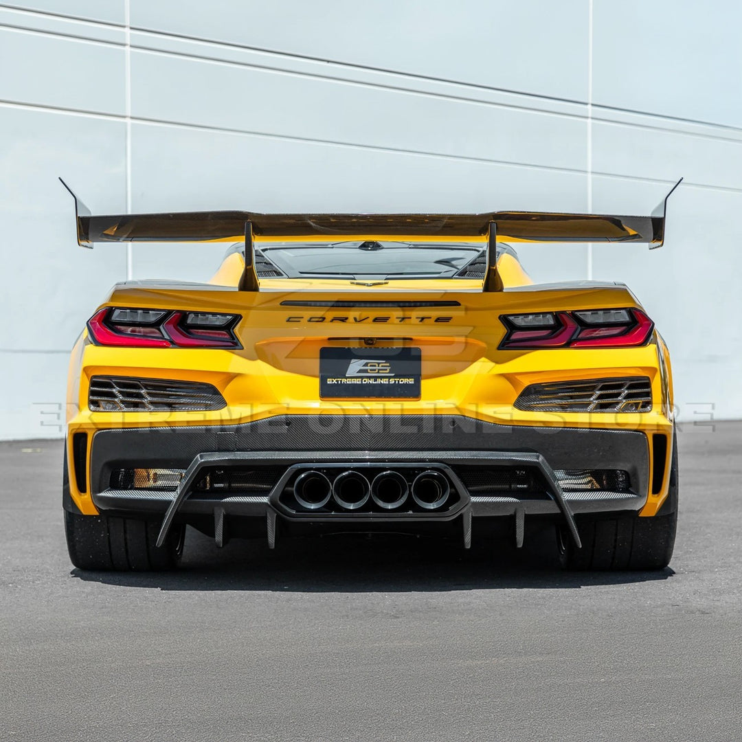 2023-Up Corvette C8 Z06 dry CARBON FIBER Rear Bumper Finned Diffuser