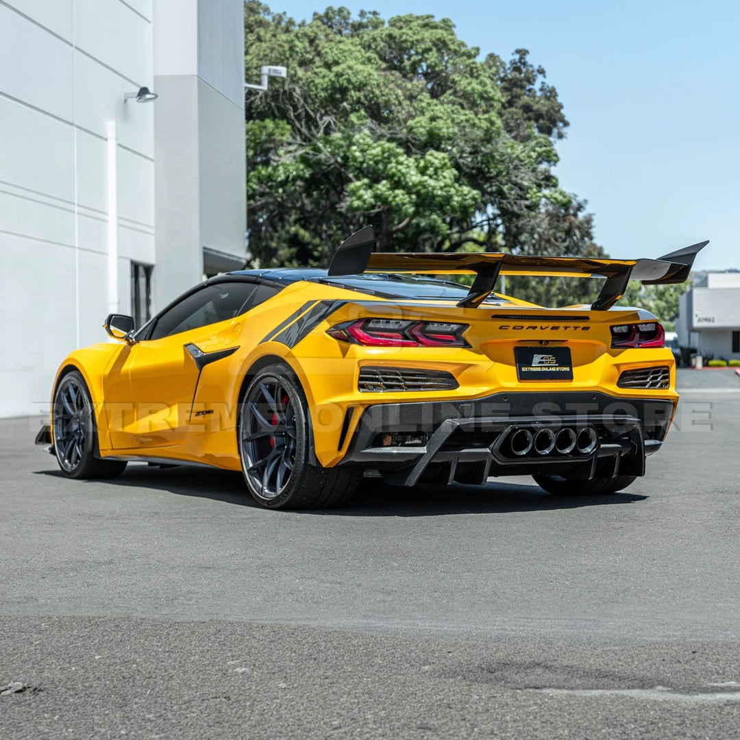 2023-Up Corvette C8 Z06 dry CARBON FIBER Rear Bumper Finned Diffuser