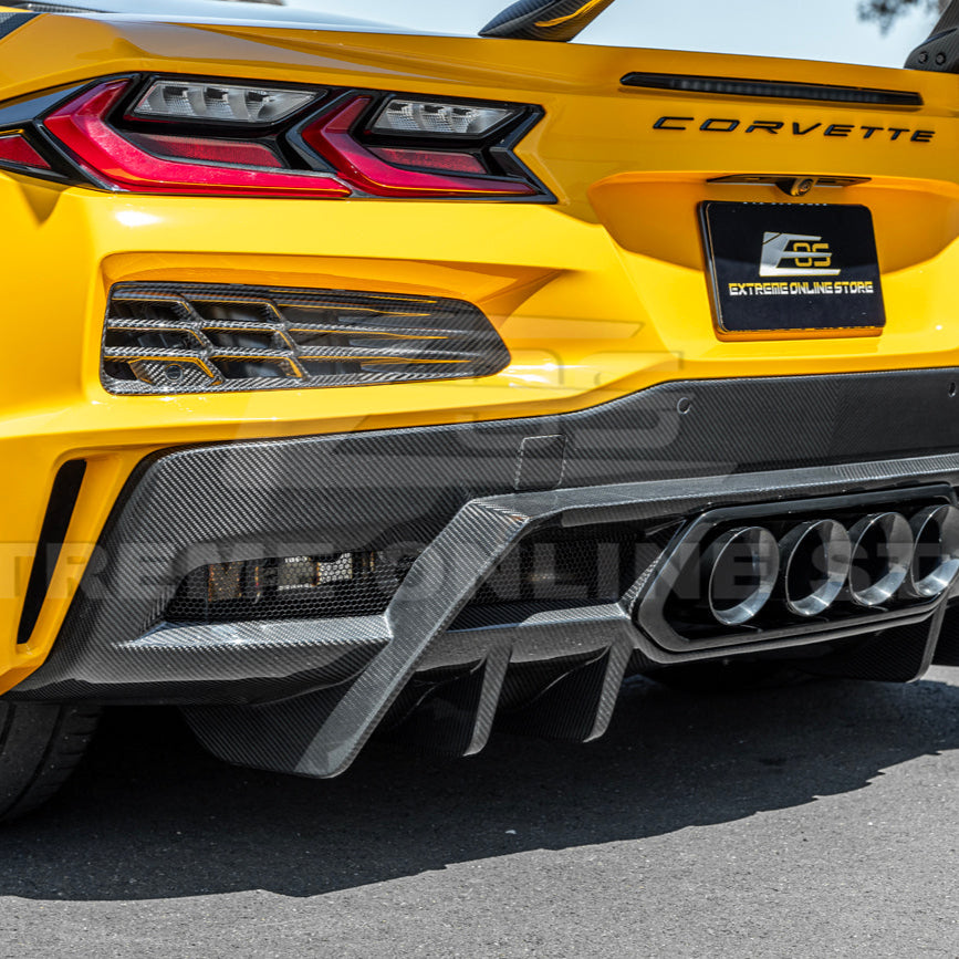2023-Up Corvette C8 Z06 dry CARBON FIBER Rear Bumper Finned Diffuser