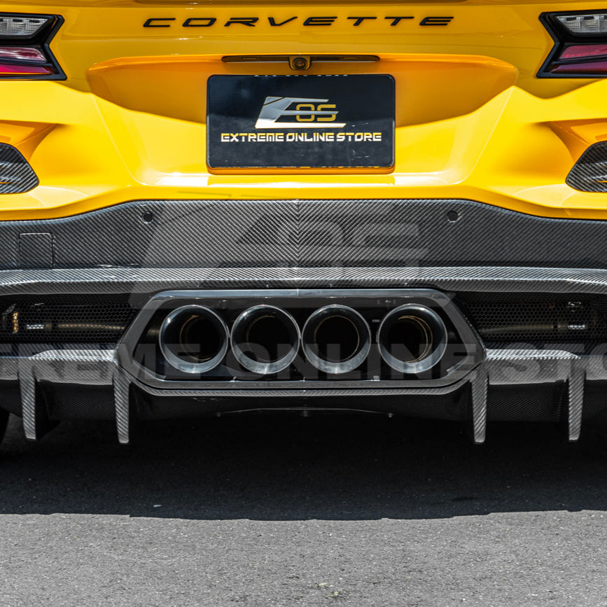 2023-Up Corvette C8 Z06 dry CARBON FIBER Rear Bumper Finned Diffuser