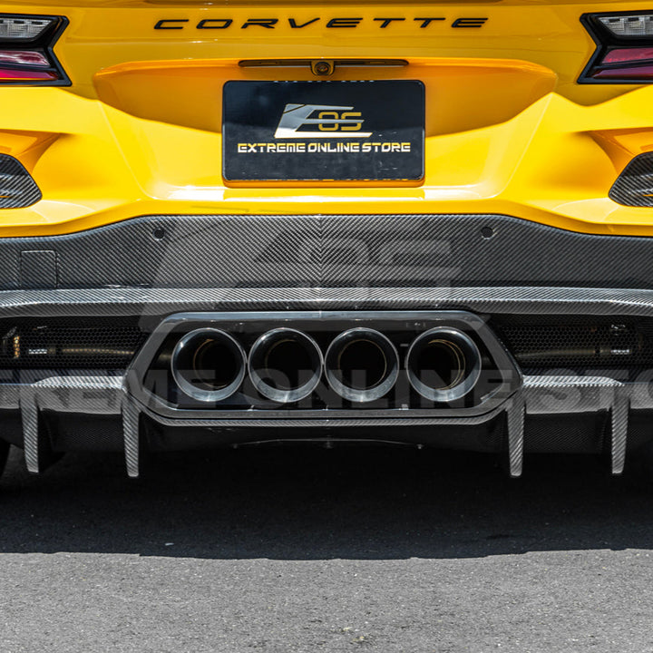 2023-Up Corvette C8 Z06 dry CARBON FIBER Rear Bumper Finned Diffuser