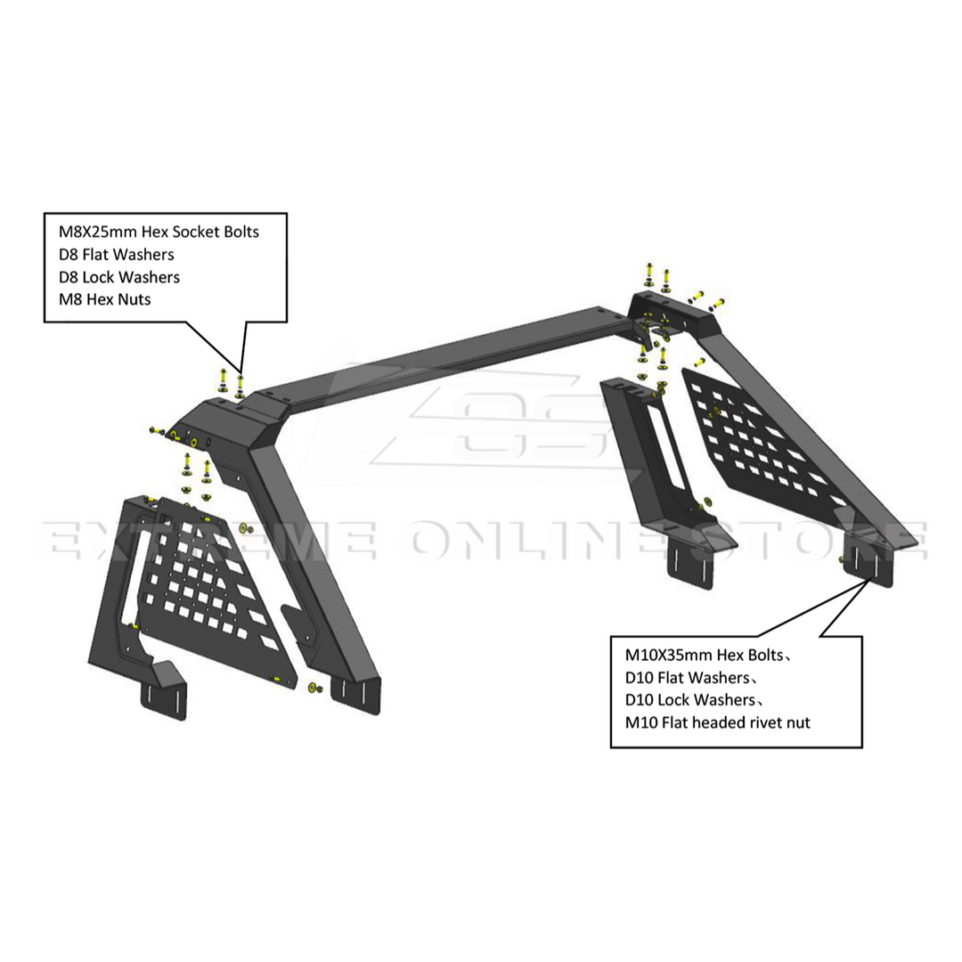 2024-Up Toyota Tacoma Rear Trunk Bed Sport Roll Bar