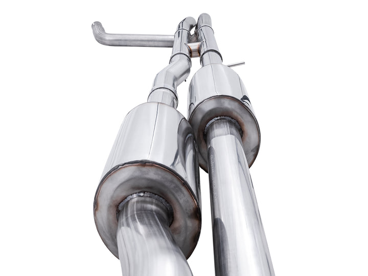 AWE 0FG Catback Split Rear Exit Exhaust for 4th Gen Silverado/Sierra 1500 6.2L (with bumper cutouts) - Quad Chrome Silver Tips