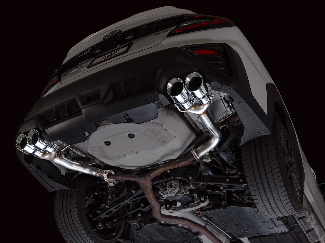 AWE Track Edition Axleback Exhaust for VB Subaru WRX - Chrome Silver Tips