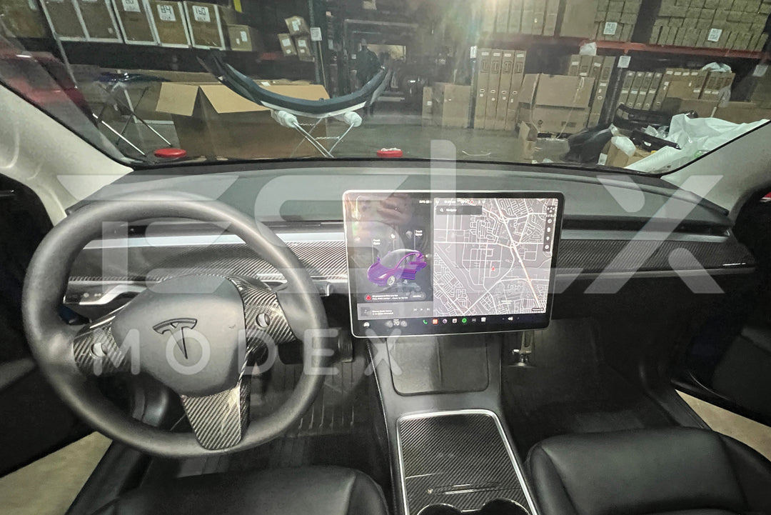 2017-Up Tesla Model 3 &amp; 20-24 Y Carbon Fiber Interior Instrument Trim