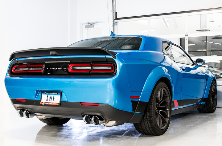 AWE Touring Edition Exhaust for 15+ Challenger 6.4 / 6.2 SC - Chrome Silver Quad Tips